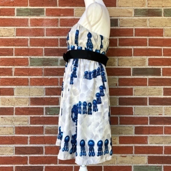 Nanette Lepore Silk White Black Blue Strapless Mini Dress 👗 - Picture 7 of 16